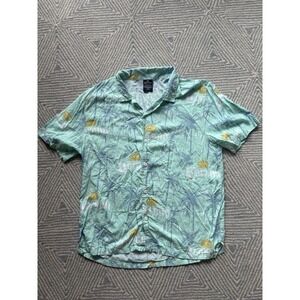 Corona Short Sleeve Rayon Button‎ Shirt - Green/Blue - Large